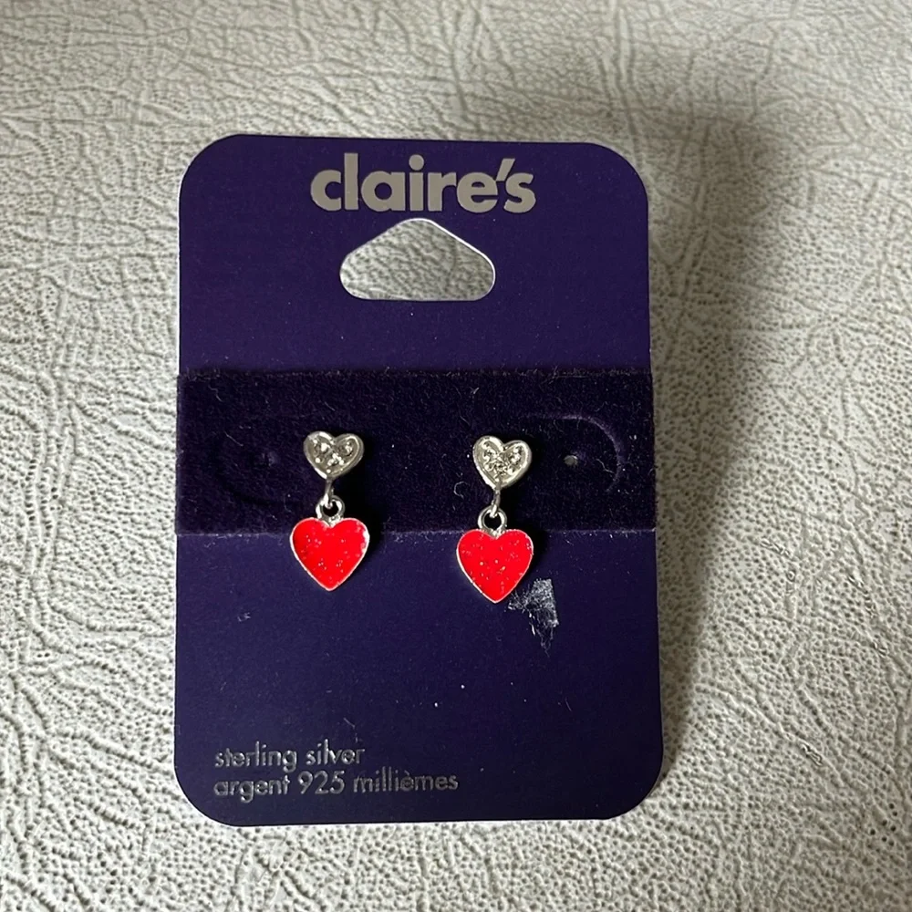 Claire’s sterling silver heart earrings